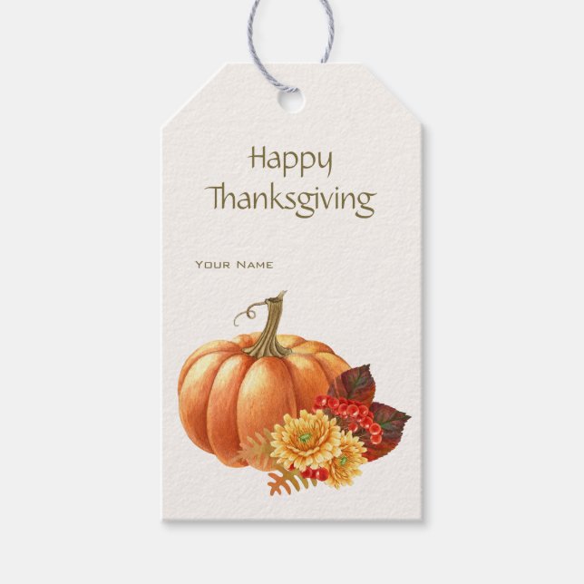 Fall Autumn Pumpkin Gift Tag (Front)