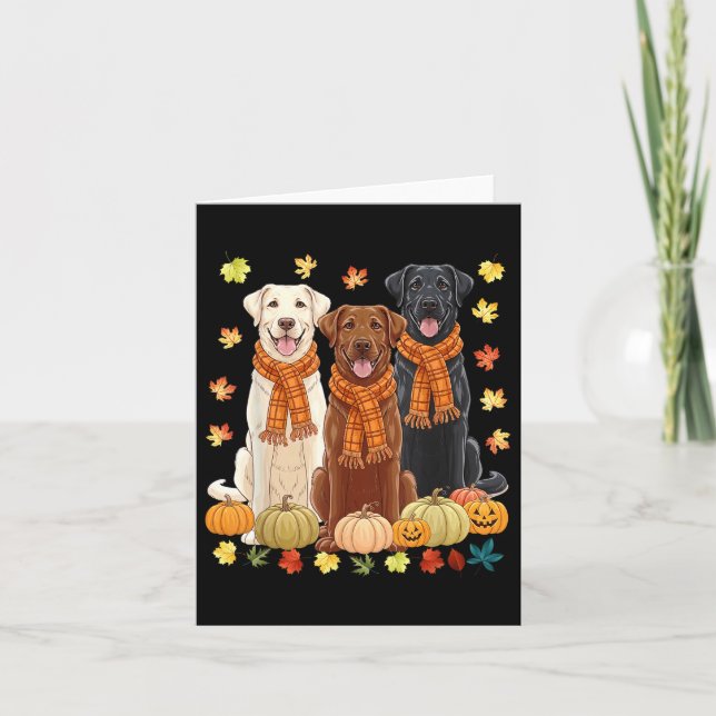 Fall Autumn Pumpkin Labrador Retriever Thanksgivin Card (Front)