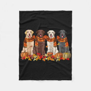 Fall Autumn Pumpkin Labrador Retriever Thanksgivin Fleece Blanket