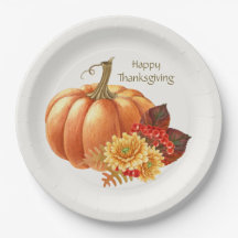 Fall Autumn Pumpkin Paper Plate