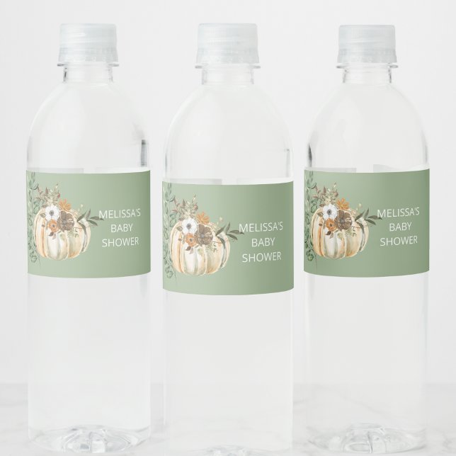 Fall autumn pumpkin rustic brown flower  water bottle label (Creator Uploaded)