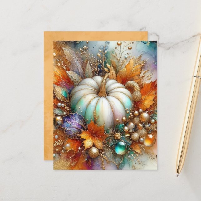 Fall Autumn Pumpkin Scrapbook Paper (Front/Back In Situ)
