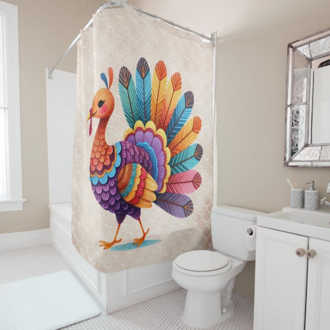 Fall Autumn Pumpkin Shower Curtain (In Situ)