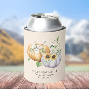 Fall Autumn Pumpkin Sunflower and Cotton Flowers Can Cooler