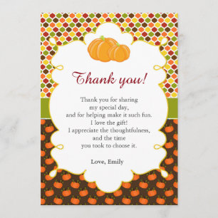 Fall Autumn Pumpkin Thank You Card Note