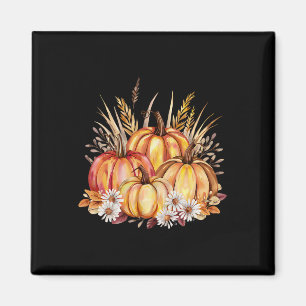 Fall Autumn Pumpkins And Wheat Harvest Thanksgivin Magnet