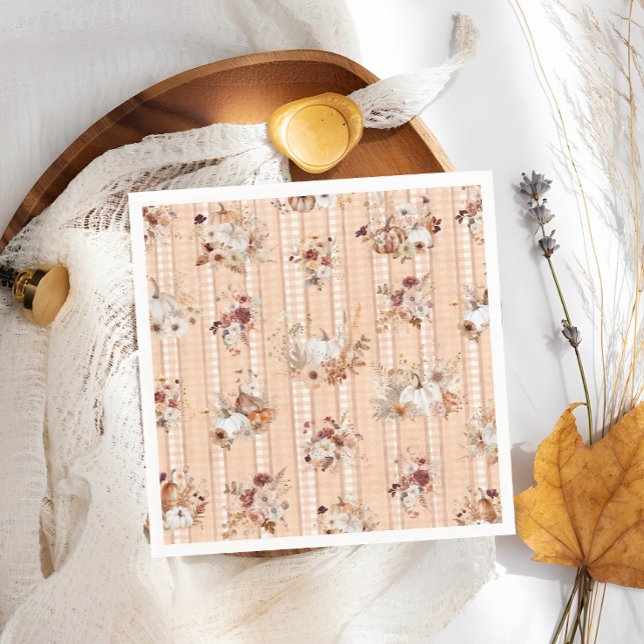 Fall Autumn  Pumpkins Floral Baby Shower Napkin (Creator Uploaded)
