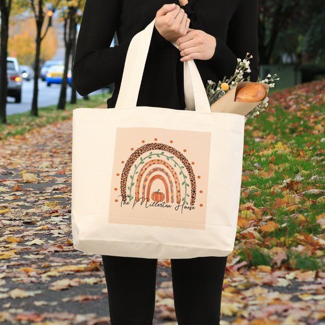 Fall Autumn Rainbow personalised Large Tote Bag (Creator Uploaded)
