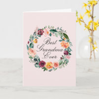 Fall Autumn Rose Flower Floral Wreath Best Grandma