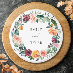 Fall Autumn Rose Flower Floral Wreath Wedding Magnet
