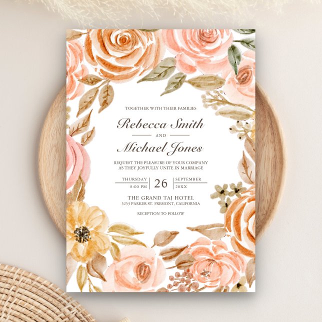 Fall Autumn Rustic Earthy Floral Wedding Invitation (Creator Uploaded)
