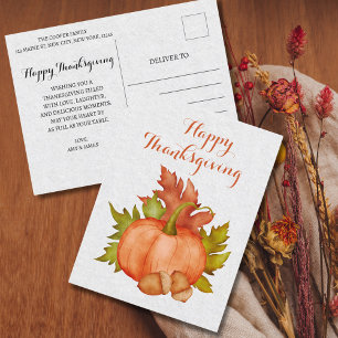 Fall Autumn Rustic Pumpkin Happy Thanksgiving  Postcard