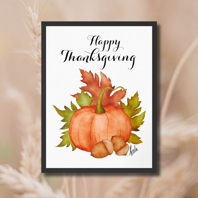 Fall Autumn Rustic Pumpkin Happy Thanksgiving Poster (Creator Uploaded)
