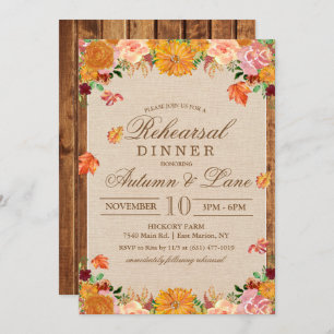 Fall Autumn Rustic Rehearsal Dinner Invitation