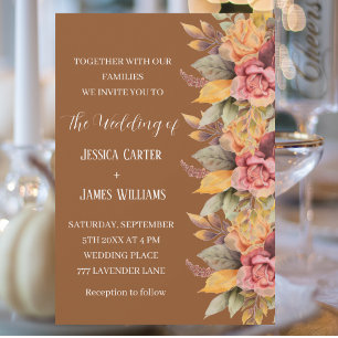 Fall Autumn Rustic Terracotta Floral Wedding Invitation