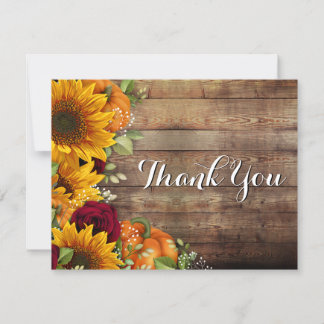 Fall Autumn Rustic Thank You Card