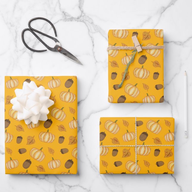 Fall /  Autumn Season Wrapping Paper Sheet (Front)