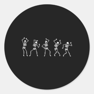 Fall Autumn Skeleton Dancing  Classic Round Sticker