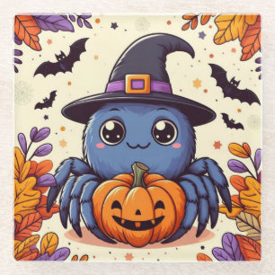 Fall/autumn/spider/witch/halloween Glass Coaster
