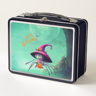 Fall/autumn/spider/witch/halloween Metal Lunch Box