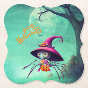 Fall/autumn/spider/witch/halloween Paper Coaster