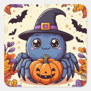 Fall/autumn/spider/witch/halloween Square Sticker