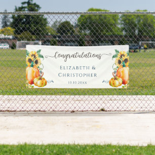 Fall Autumn Sunflower Congratulations Wedding Banner