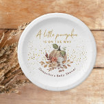 Fall Autumn Sweet Little Pumpkin Baby Shower Paper Plate<br><div class="desc">Sweet little pumpkin themed baby shower party supplies-- Rustic and elegant watercolor pumpkin and boho florals printed paper plates to personalise.</div>