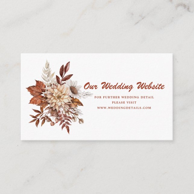 Fall Autumn Terracotta Rustic Floral Wedding Enclosure Card (Front)