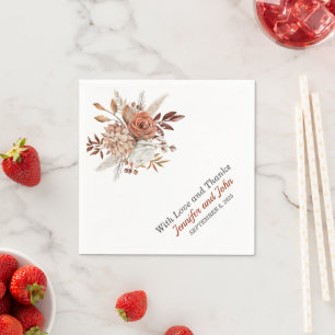 Fall Autumn Terracotta Rustic Floral Wedding Napkin