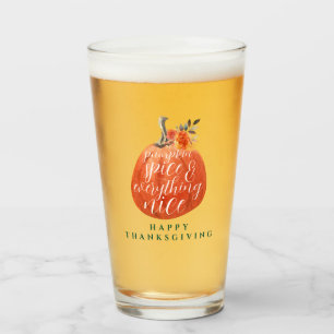 Fall Autumn Thanksgiving Party Watercolor Pumpkin Glass