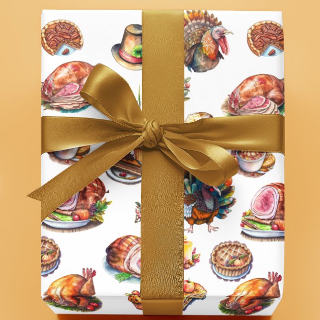 Fall Autumn Thanksgiving Turkey Dinner Food  Wrapping Paper (Creator Uploaded)