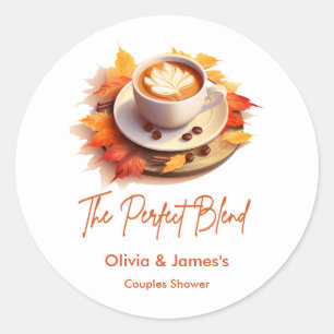 Fall Autumn The Perfect Blend Couples Shower Classic Round Sticker