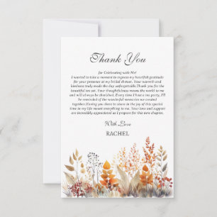 Fall Autumn Theme Bridal Shower Thank You Card