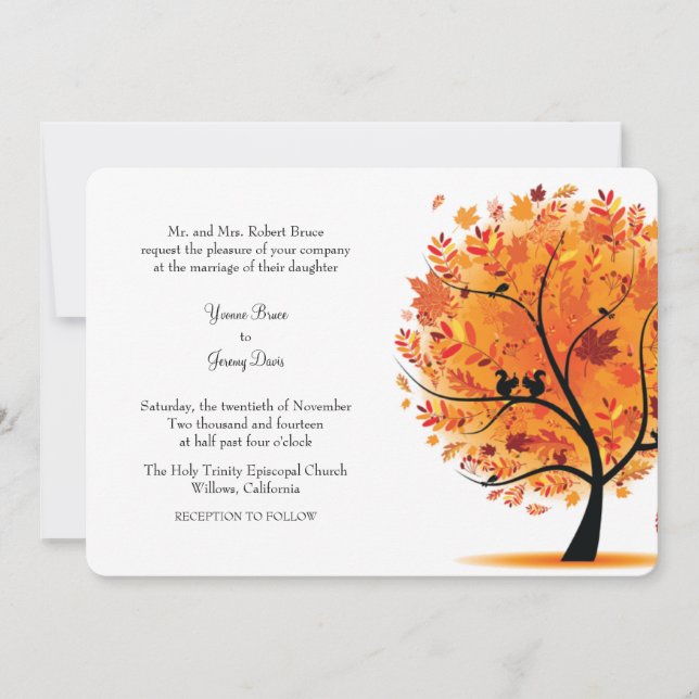 Fall / Autumn Tree Wedding Invitation (Front)