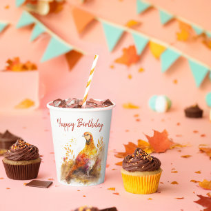 Fall / Autumn vibes Pheasant -  Birthday Party - Paper Cups