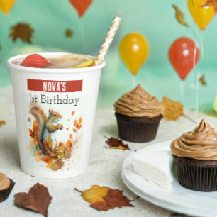 Fall / Autumn vibes Squirrel - Birthday  Paper Cups