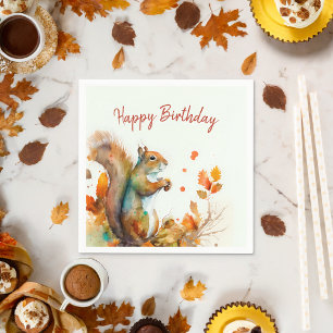 Fall / Autumn vibes Squirrel -  Birthday Party - Napkin
