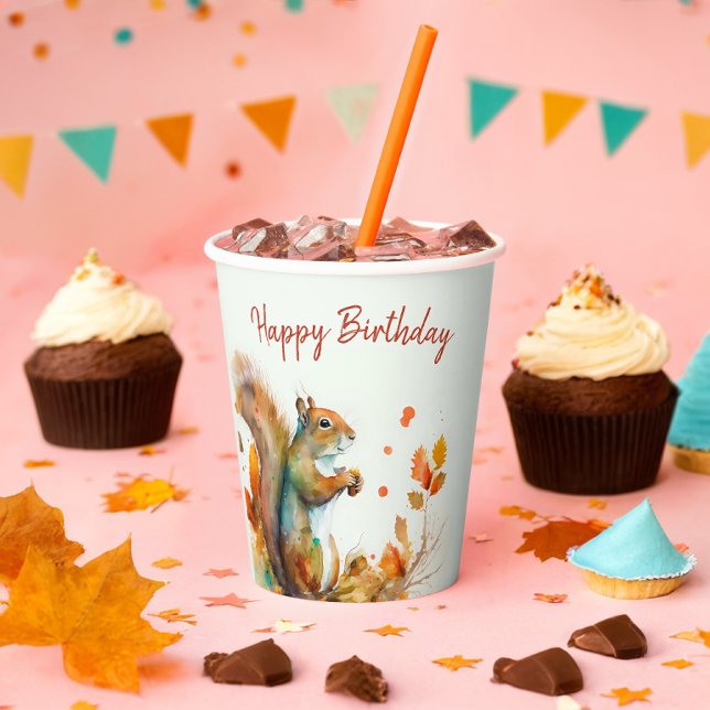 Fall / Autumn vibes Squirrel -  Birthday Party - Paper Cups (Creator Uploaded)