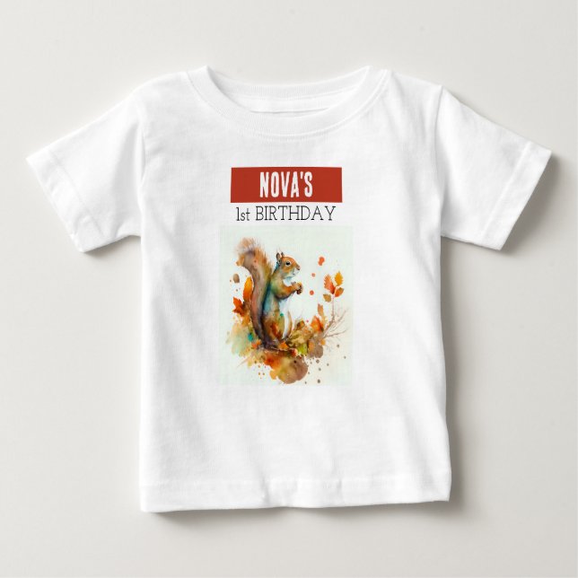 Fall / Autumn Vibes Squirrel - Birthday T-shirt (Front)