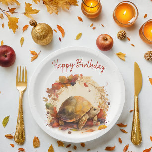 Fall / Autumn vibes Tortoise -  Birthday Party - Paper Plate