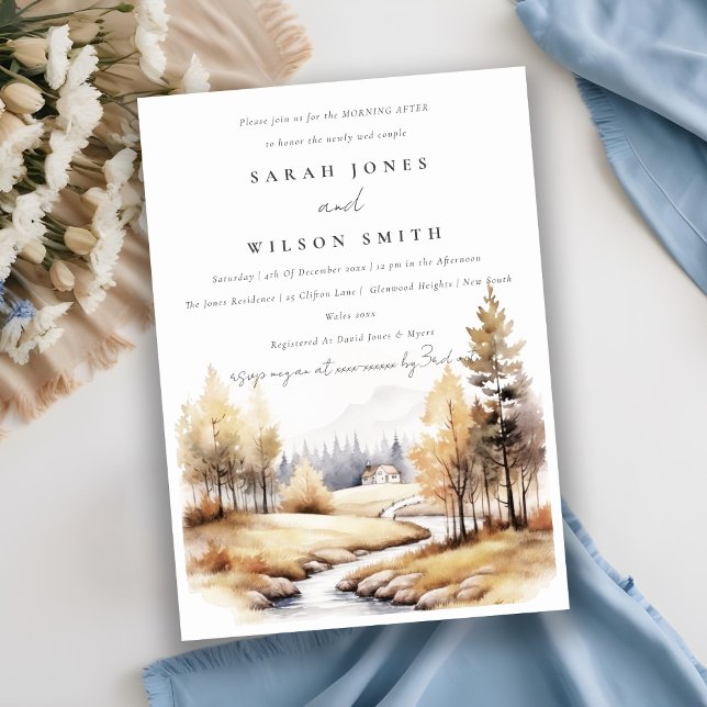 Fall Autumn Watercolor Landscape Morning After Invitation (Creator Uploaded)