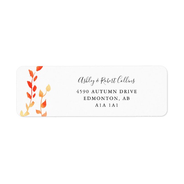 Fall Autumn Watercolor Leaves Foliage Wedding Chic (Front)