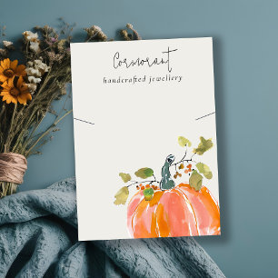 Fall Autumn Watercolor Pumpkin Necklace Display Business Card