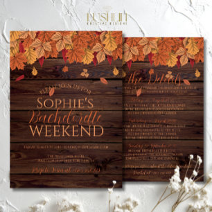 Fall Autumn wedding Bachelorette weekend & details Invitation