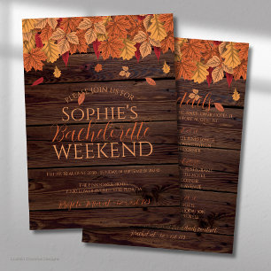Fall Autumn wedding Bachelorette weekend & details Invitation