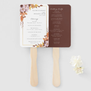 Fall Autumn Wedding Ceremony Program Elegant Hand Fan