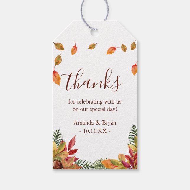 Fall Autumn Wedding Favour Gift Tag botanical (Front)