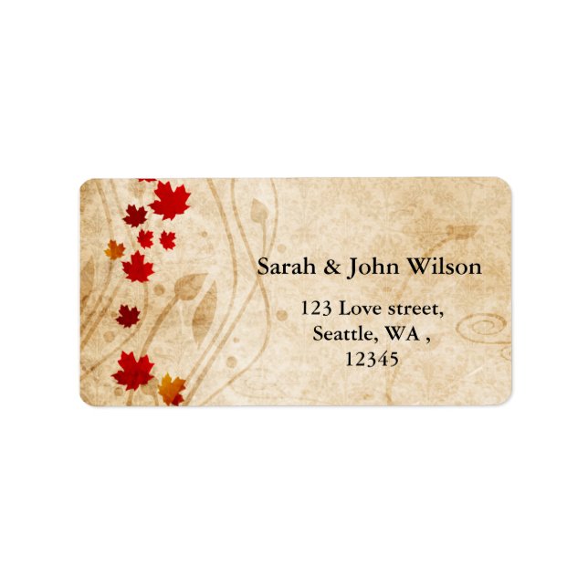 fall autumn  wedding leaves return address label (Front)