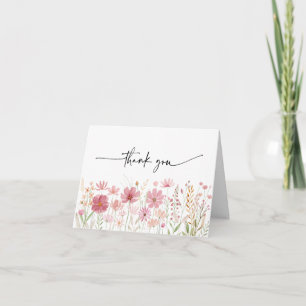 Fall Autumn Wildflower Floral Wedding Bridal Thank You Card